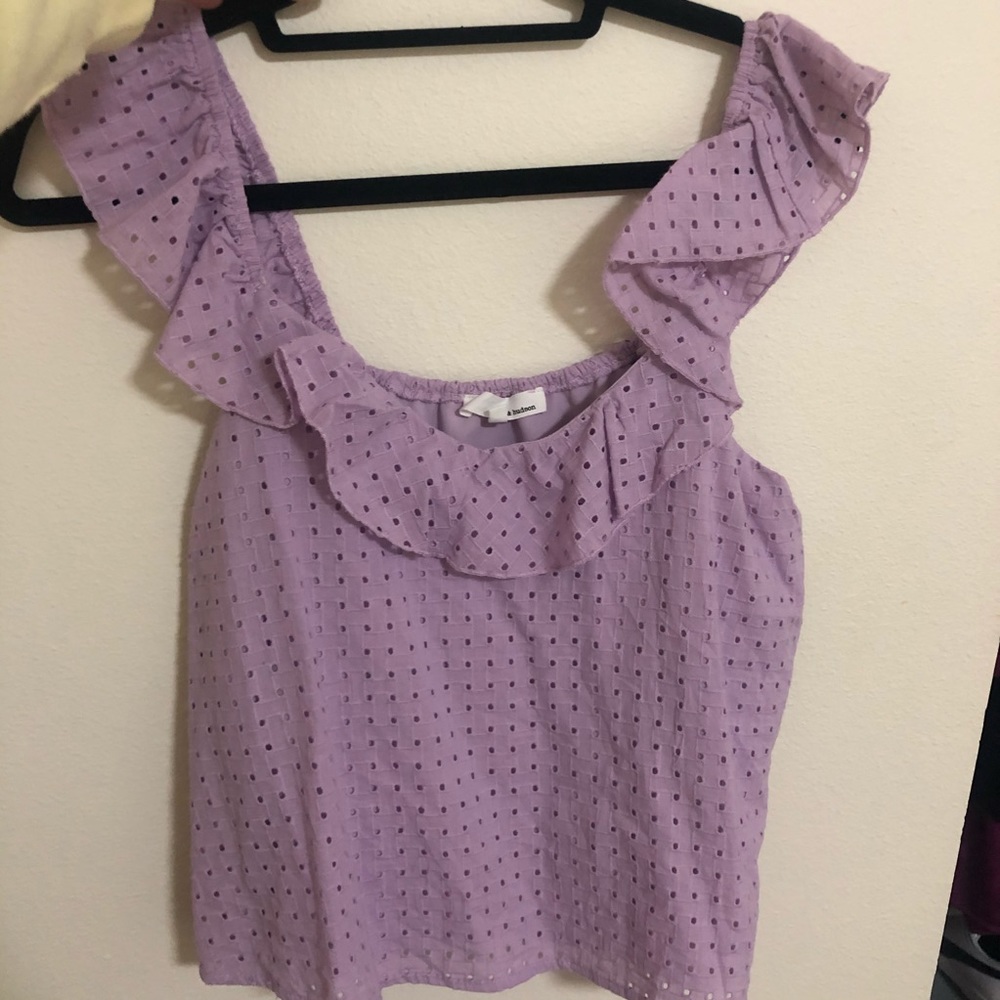 Purple blouse with eyelet detailing